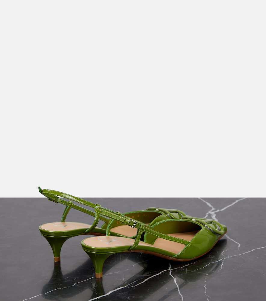 Valentino Garavani Vlogo Patent Leather Slingback Pumps In Green