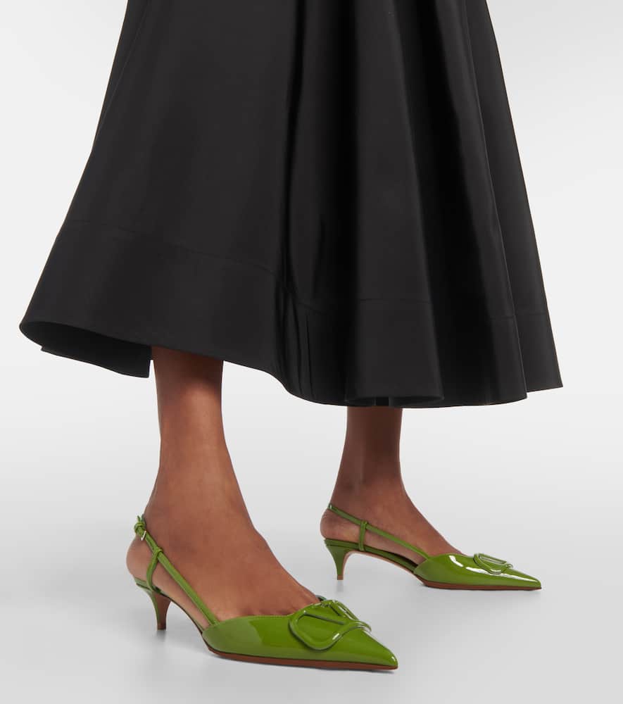 Valentino Garavani Vlogo Patent Leather Slingback Pumps In Green