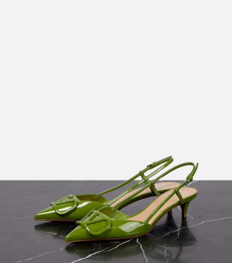 Valentino Garavani Vlogo Patent Leather Slingback Pumps In Green