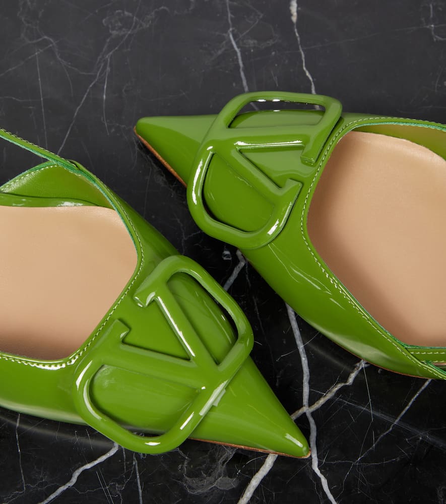 Valentino Garavani Vlogo Patent Leather Slingback Pumps In Green