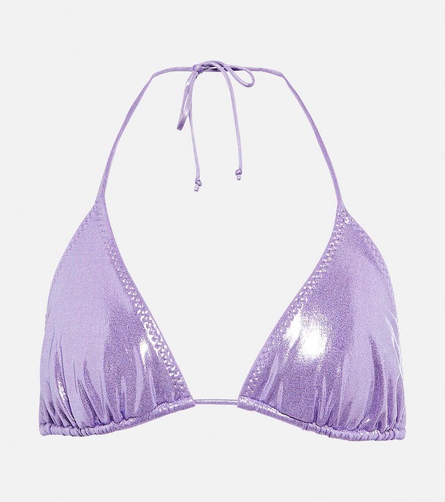 Norma Kamali String Metallic Bikini Top In Purple