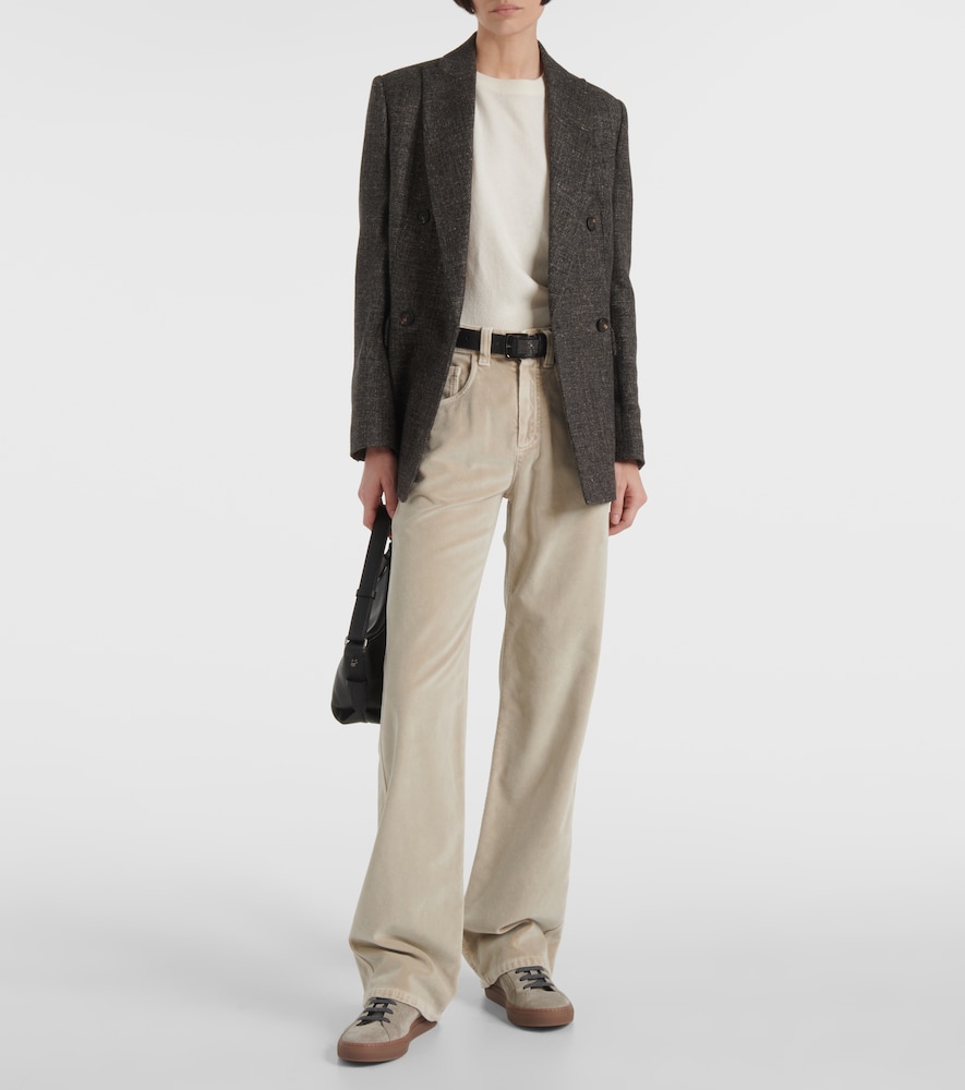 Brunello Cucinelli Mid-rise cotton velvet straight pants