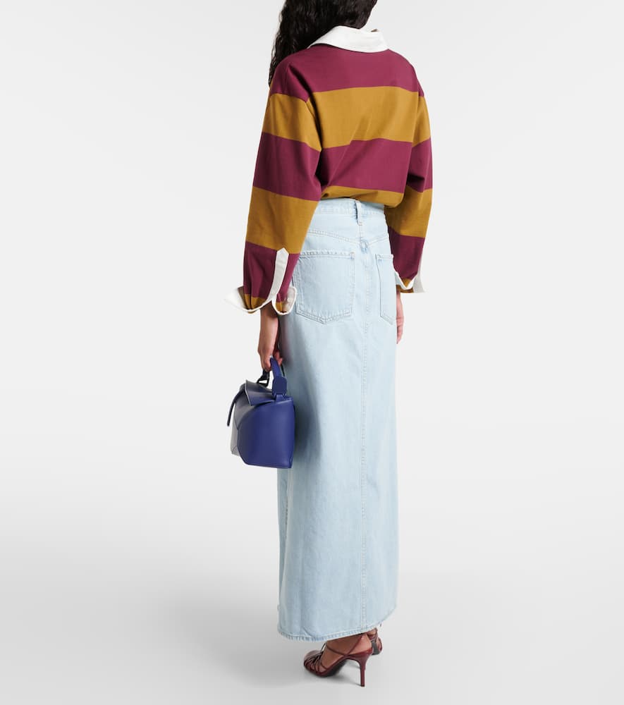 Shop Agolde Astrid Slice Denim Maxi Skirt In Blue