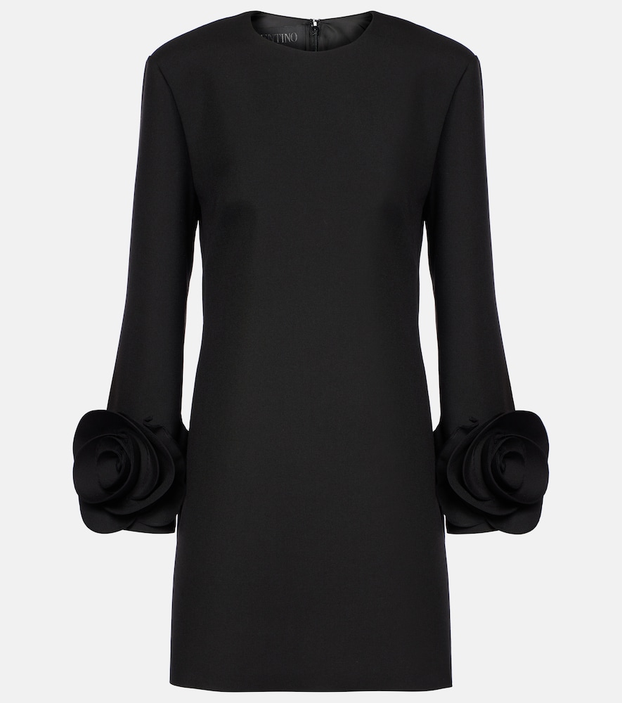 Valentino Women's Black Crepe Couture Floral-Applique Minidress UK Size 4 - Mytheresa