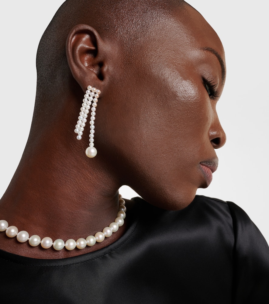Sophie Bille Brahe La Valse 14kt Gold Earrings With Pearls In Gold