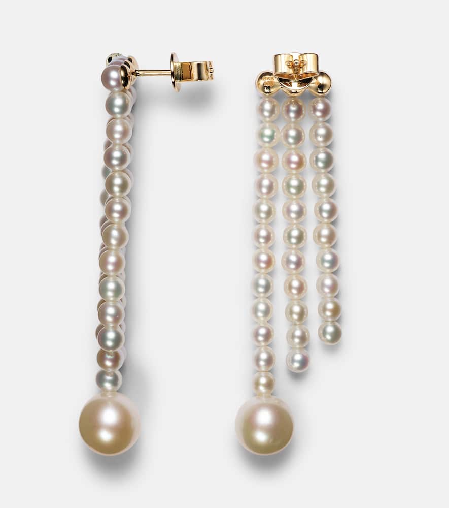 Sophie Bille Brahe La Valse 14kt Gold Earrings With Pearls In Gold