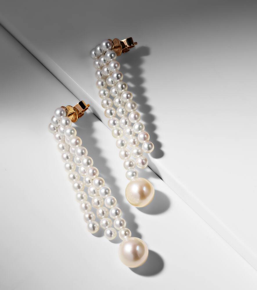 Sophie Bille Brahe La Valse 14kt Gold Earrings With Pearls In Gold
