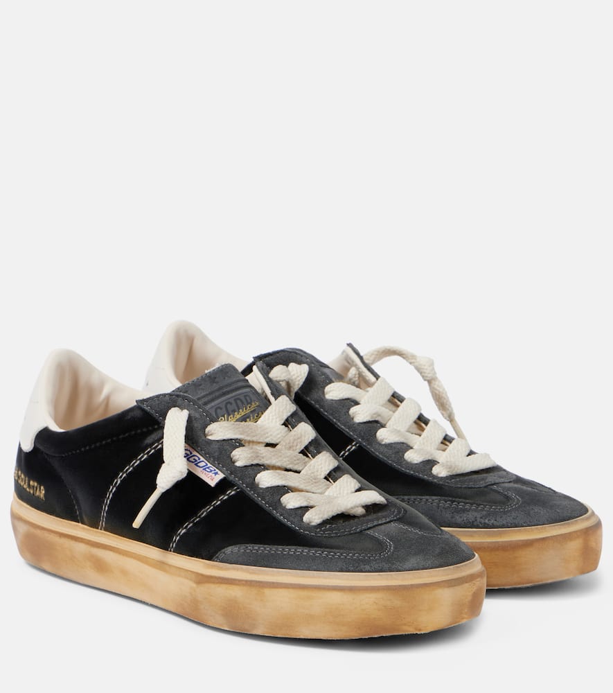 Golden Goose Velvet Upper Suede Hf Tongue Leather Heel In Dark Grey/milk
