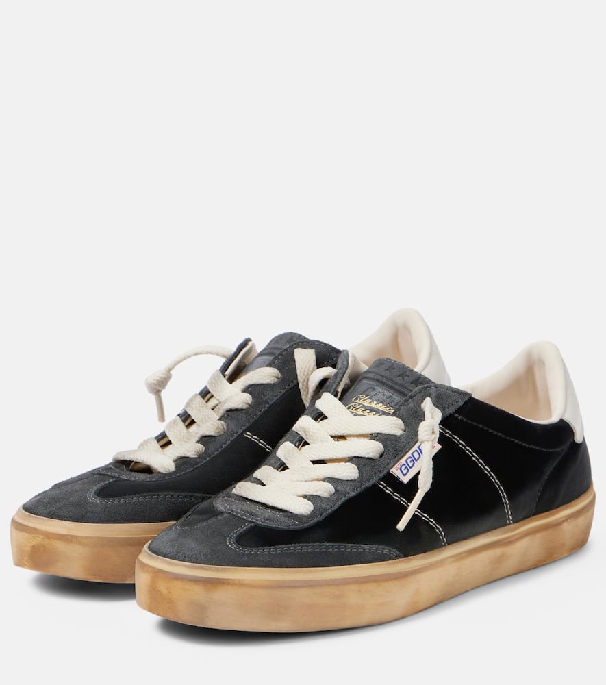 Golden Goose Velvet Upper Suede Hf Tongue Leather Heel In Dark Grey/milk