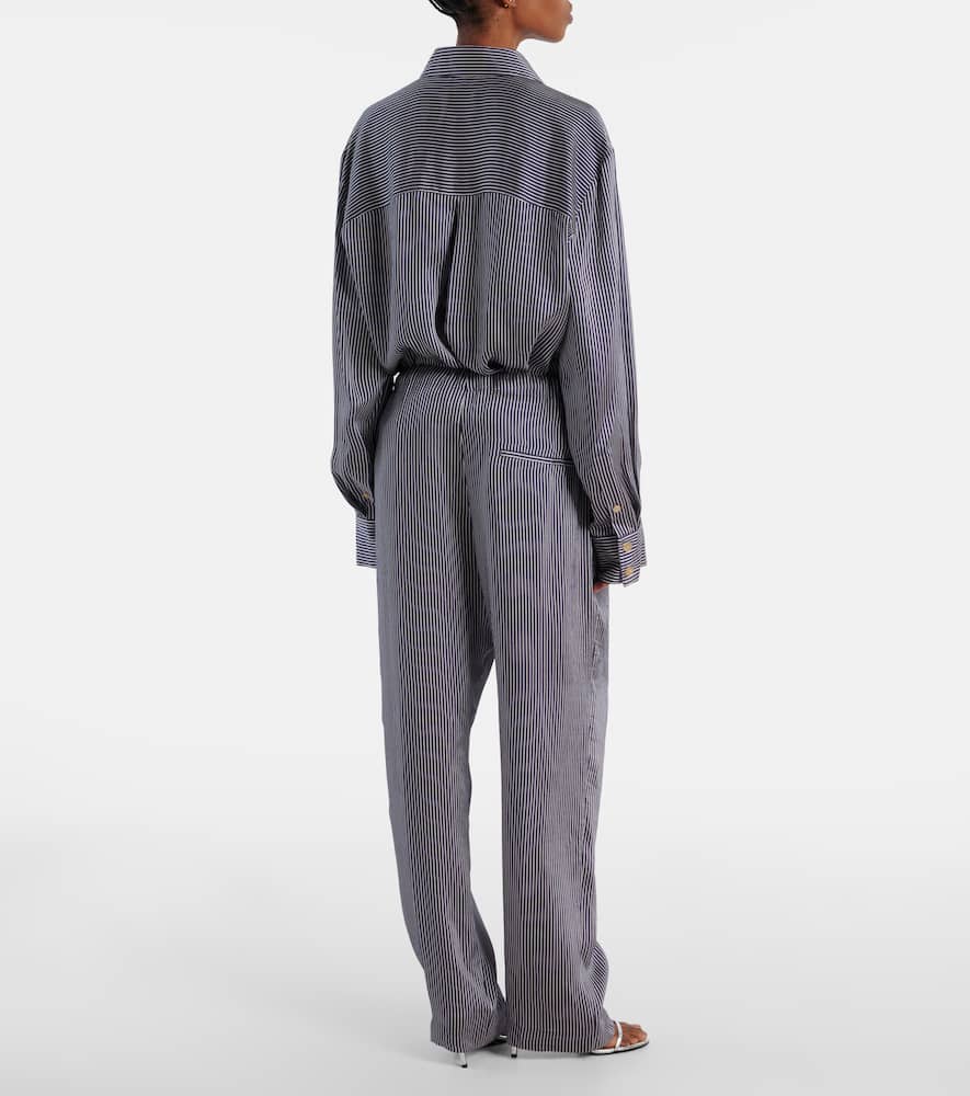 Khaite Trenton Stripe Drawstring Pants In Blau