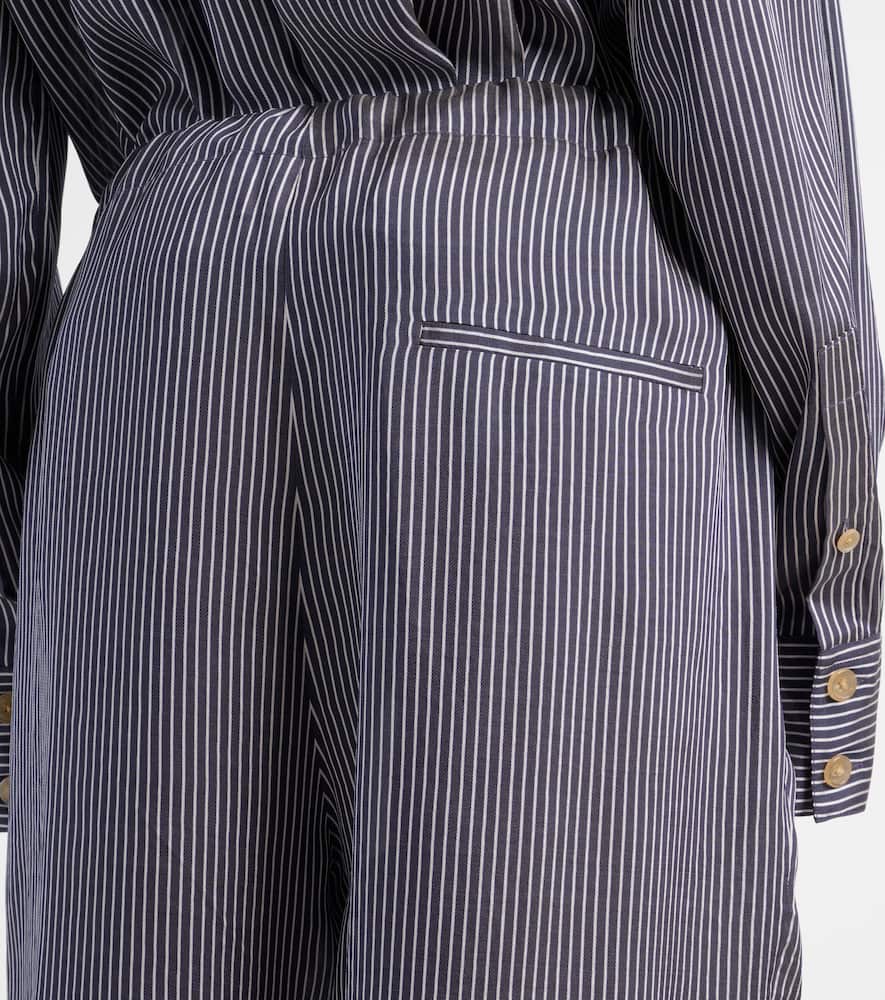 Khaite Trenton Stripe Drawstring Pants In Blau