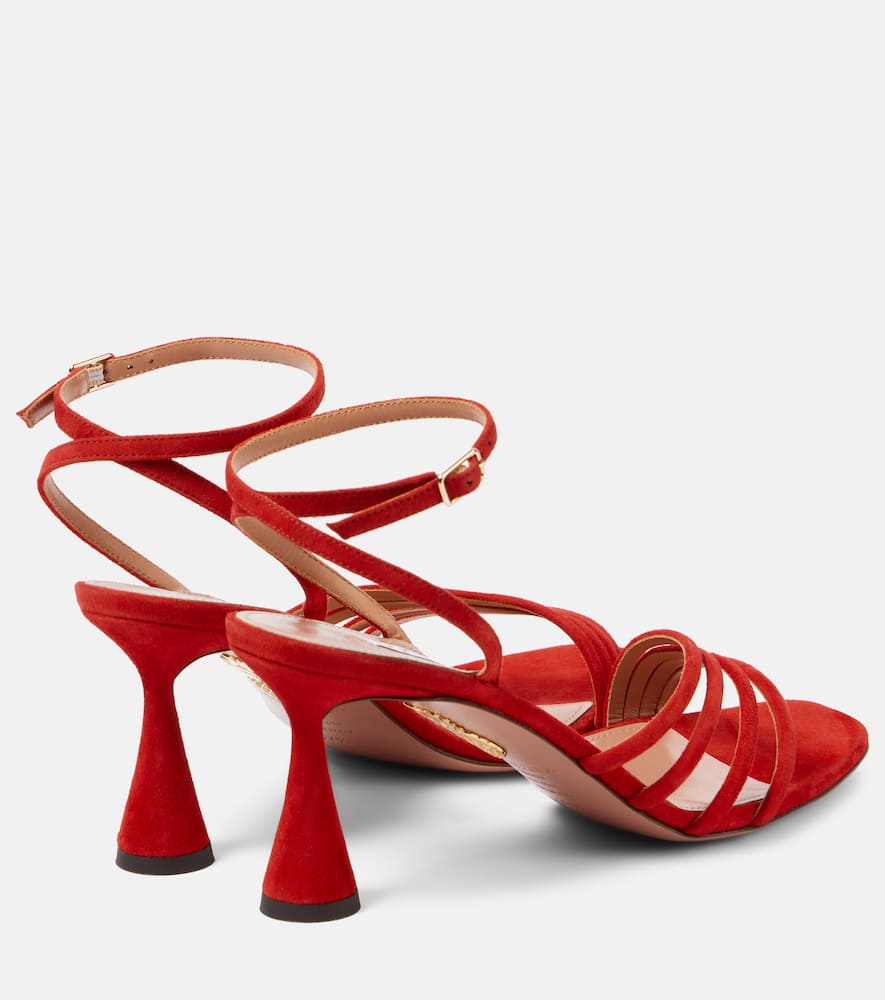 Aquazzura Latour 75 Suede Sandals In Red