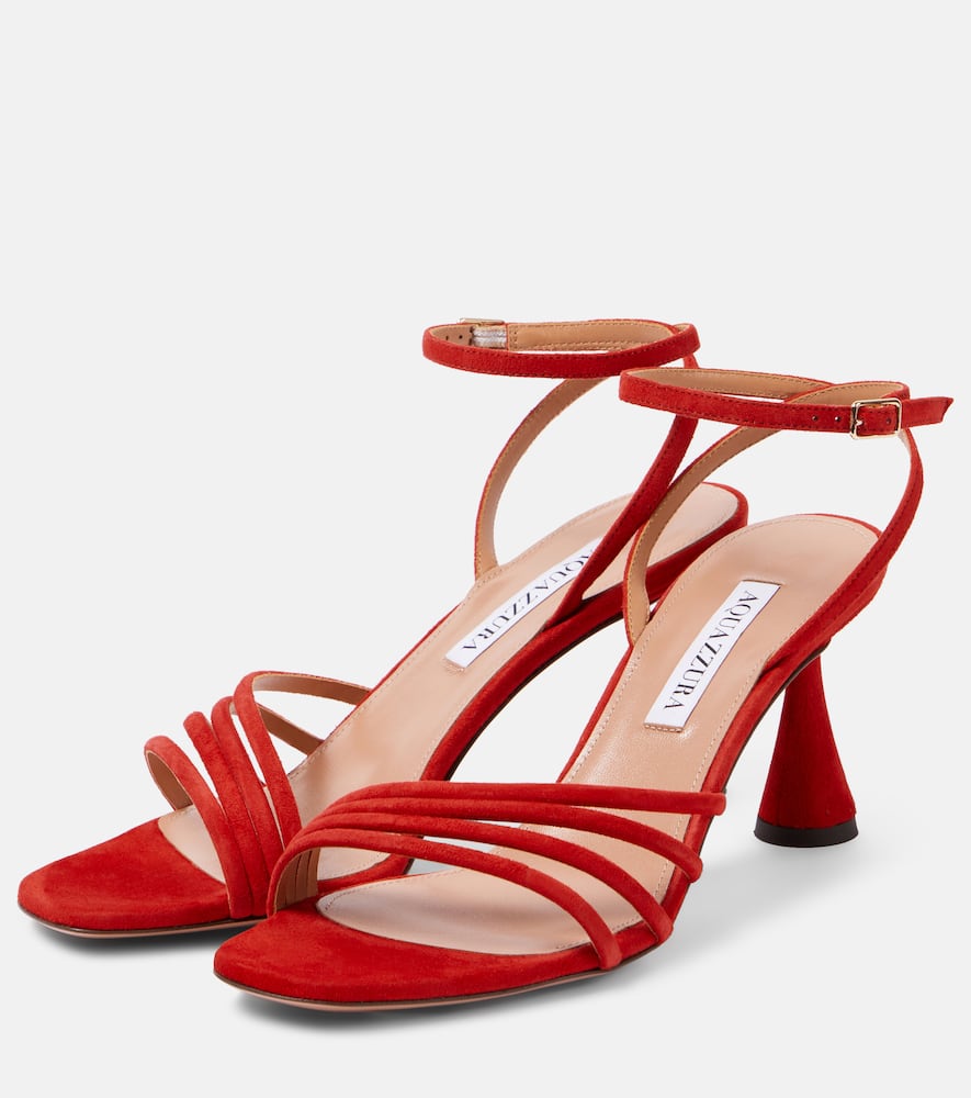 Aquazzura Latour 75 Suede Sandals In Red