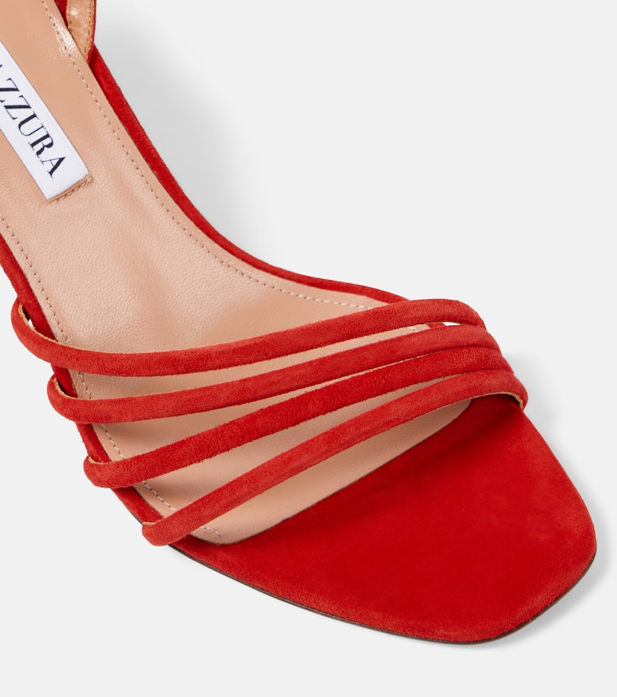 Aquazzura Latour 75 Suede Sandals In Red