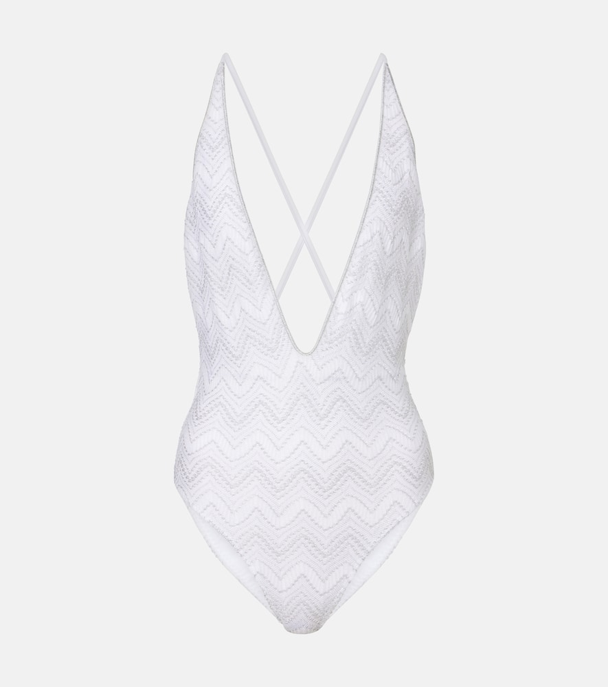 Missoni Lamé Swimsuit In White