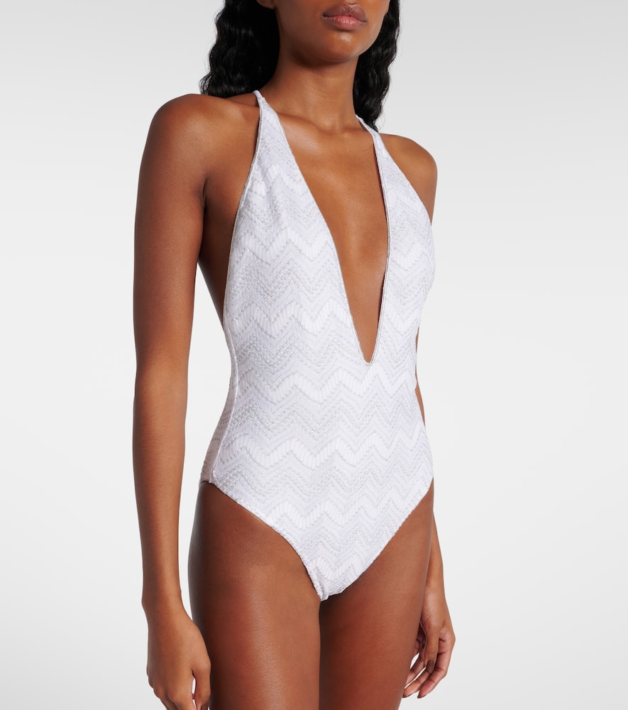 Missoni Lamé Swimsuit In White