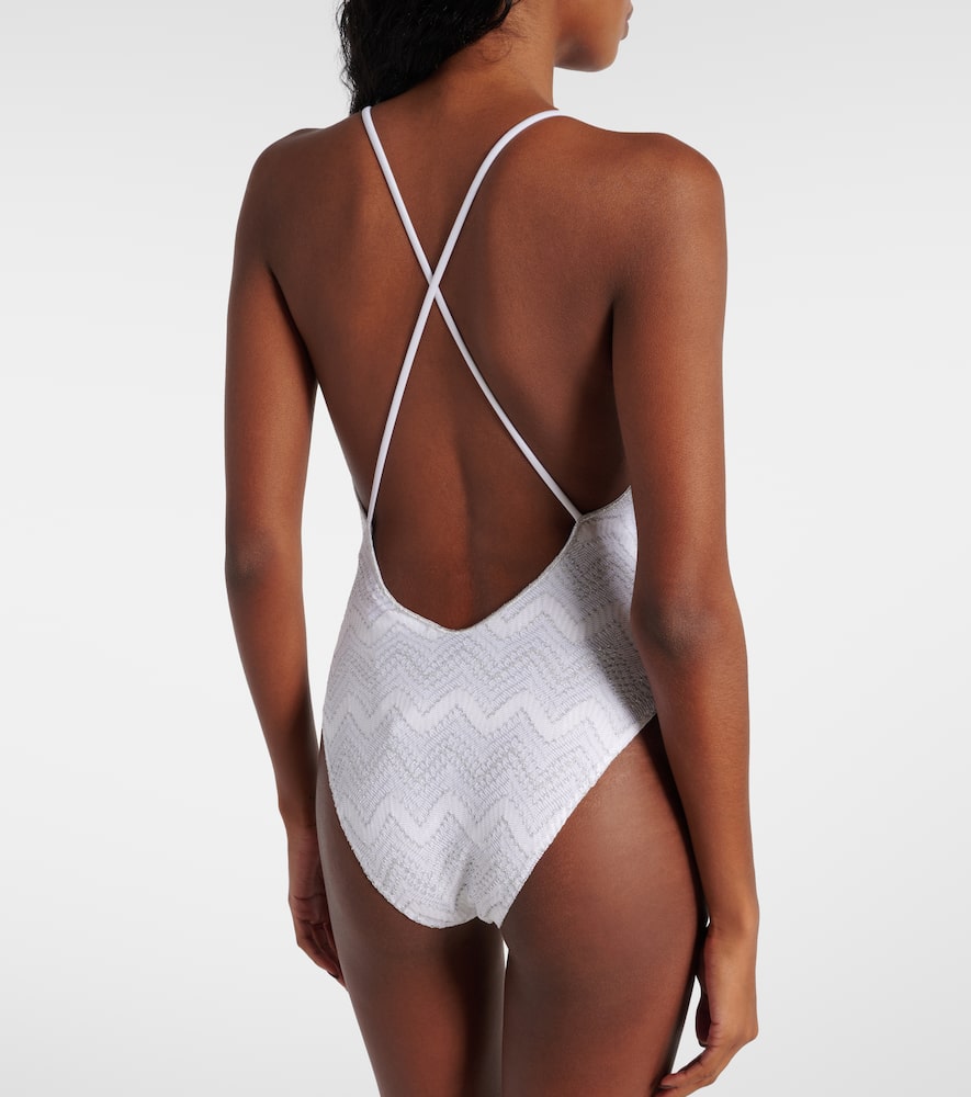 Missoni Lamé Swimsuit In White