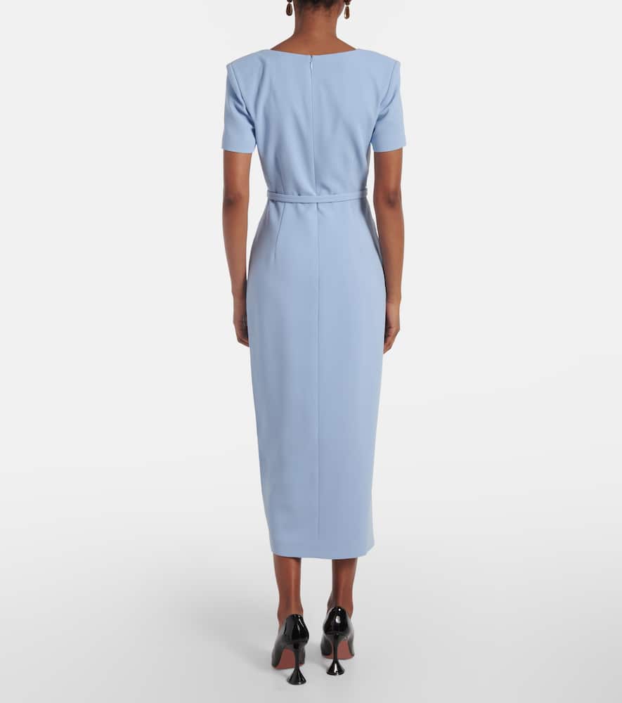 Self-portrait Crepe Mini Dress With Buttons And Belt In Blue