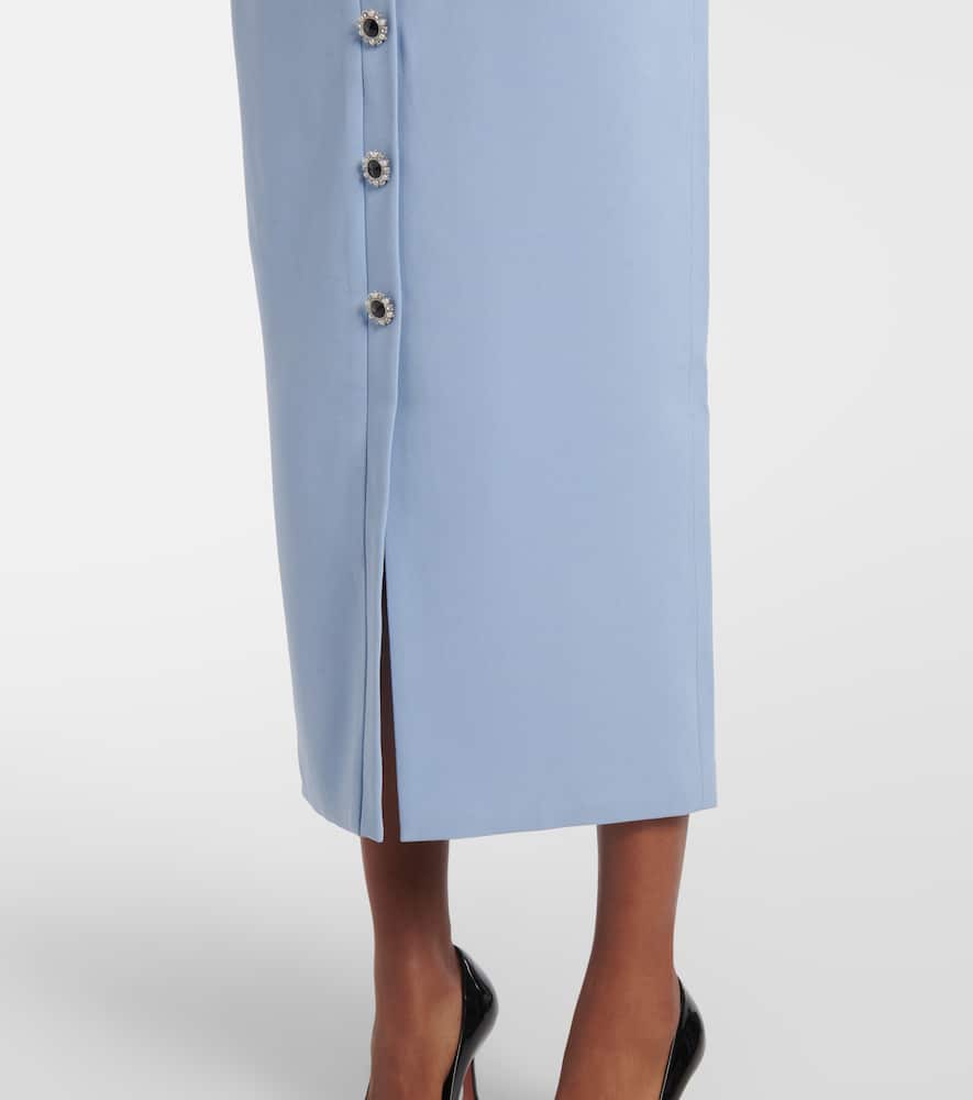 Self-portrait Crepe Mini Dress With Buttons And Belt In Blue