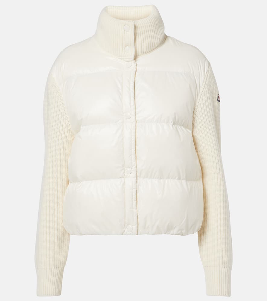 Down-paneled virgin wool cardigan