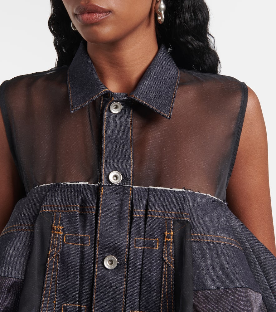 Shop Sacai Denim Shirt In Blau