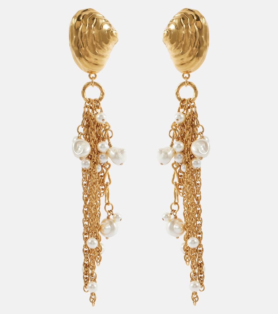 Chloé Gold-tone Shell Pearl Drop Earrings In Gold