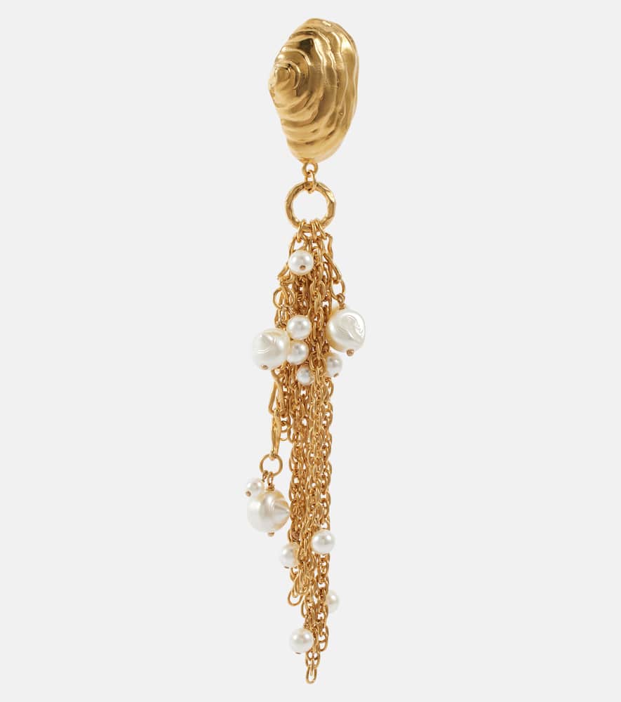 Chloé Gold-tone Shell Pearl Drop Earrings In Gold