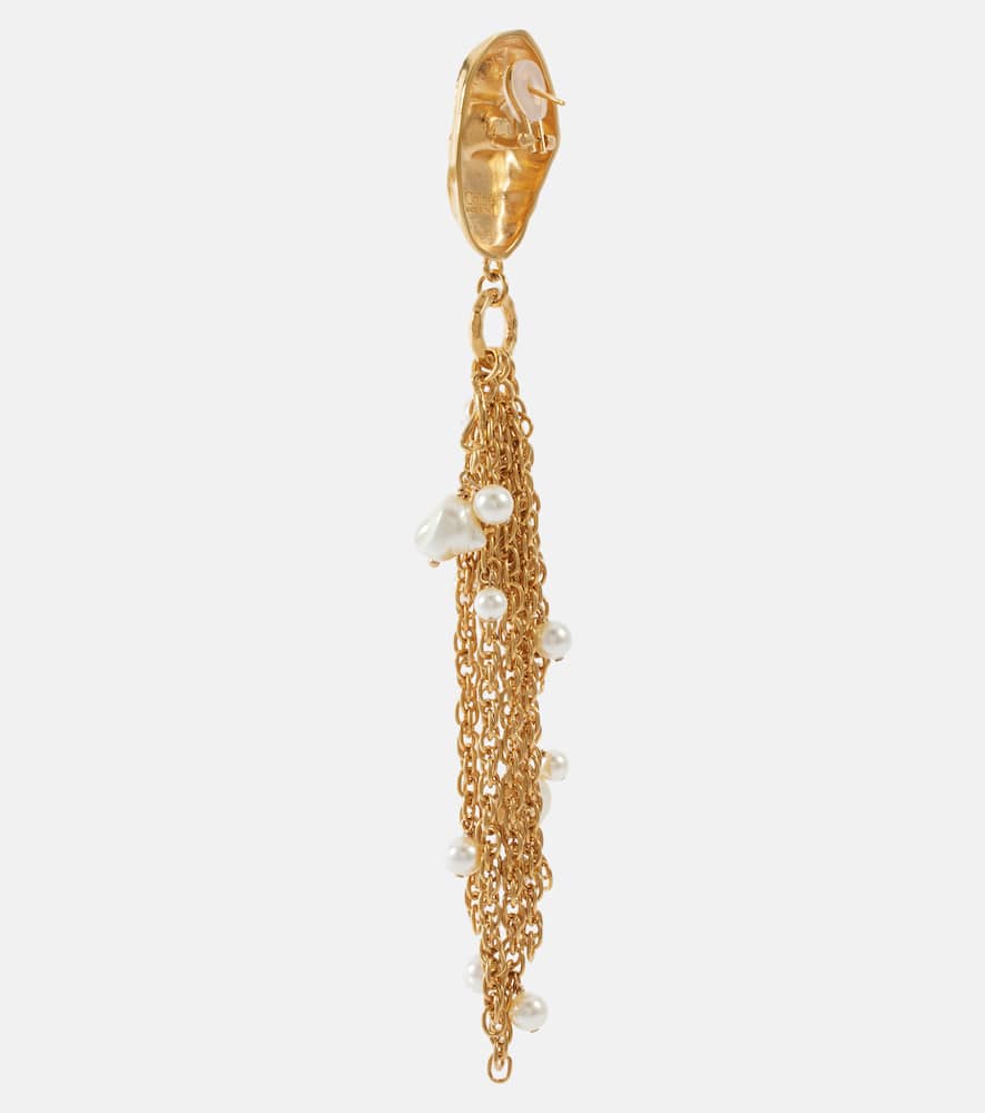 Chloé Gold-tone Shell Pearl Drop Earrings In Gold