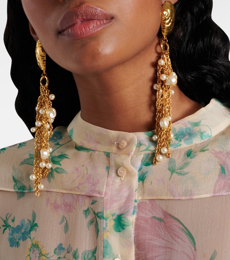 Chloé Gold-tone Shell Pearl Drop Earrings In Gold