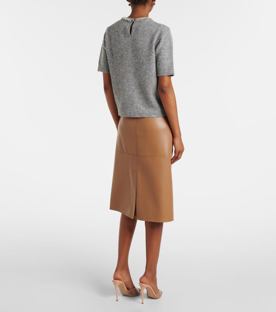 Velvet Layton Embellished Alpaca And Wool-blend Top In Grey
