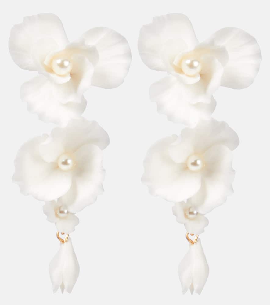 Jennifer Behr Mariam Floral Drop Earrings In Cream