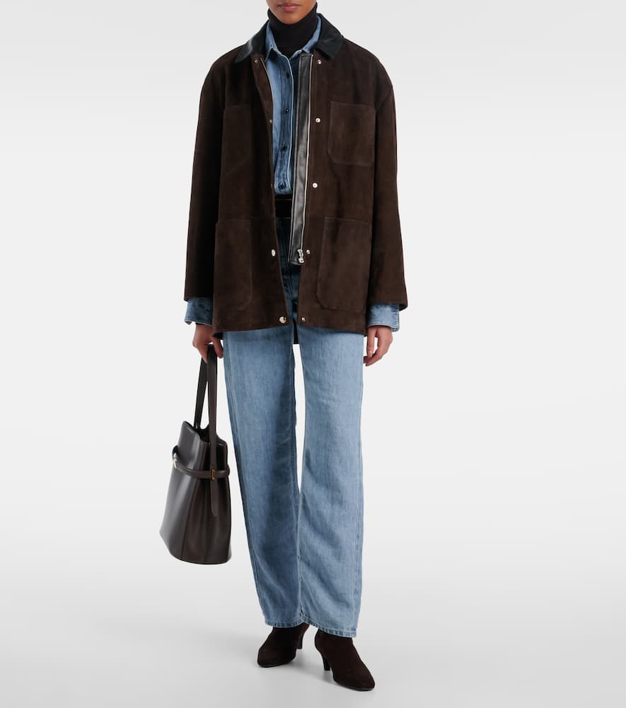 Nour Hammour Barn Suede Field Jacket In Brown