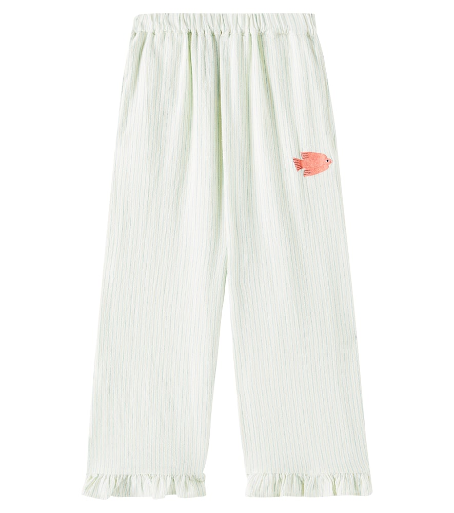 Jellymallow Brid Striped Cotton Pants In White