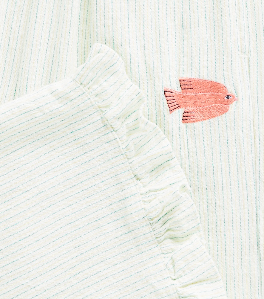 Jellymallow Brid Striped Cotton Pants In White