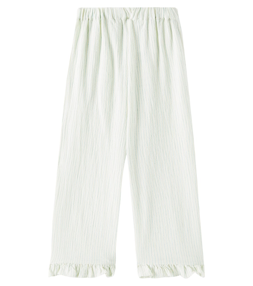 Jellymallow Brid Striped Cotton Pants In White