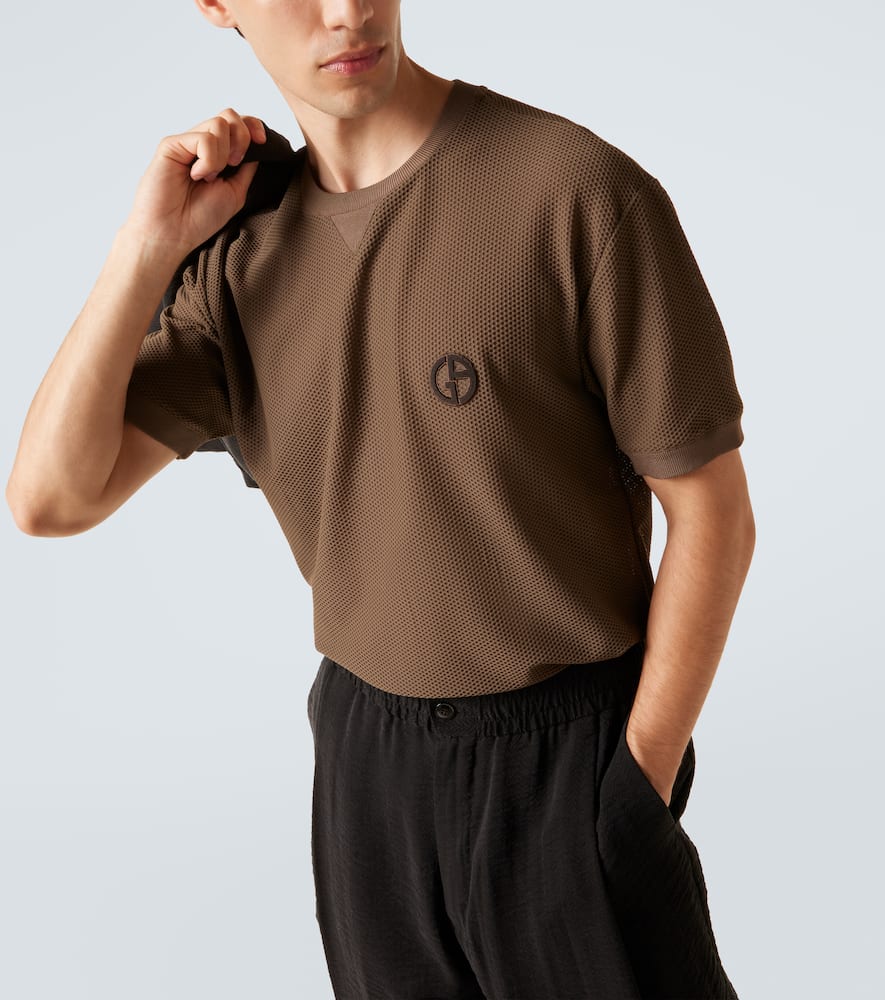Giorgio Armani Logo T-shirt In Brown