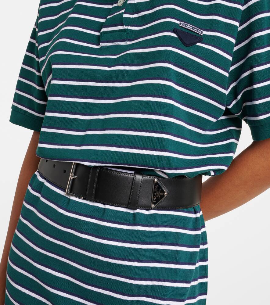Prada Logo Leather Belt In Black