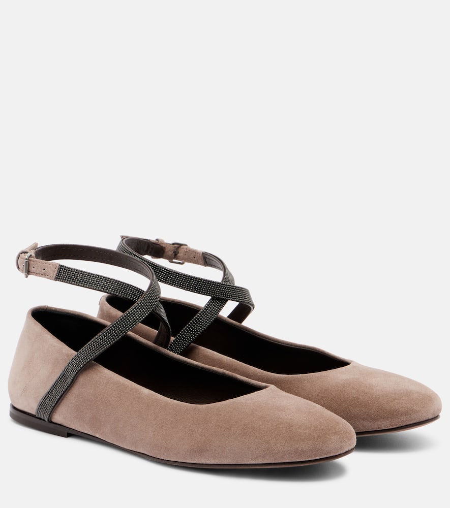 Monili suede ballerina flats