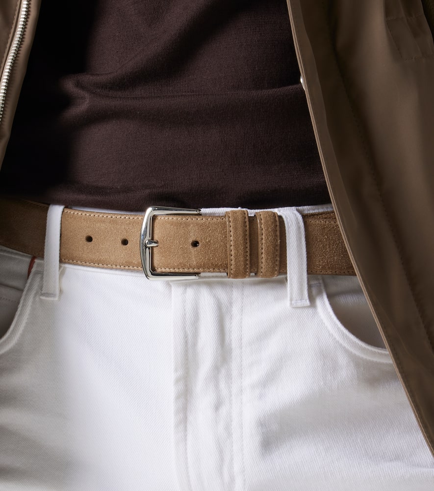 Loro Piana Alsavel Suede Belt In Brown