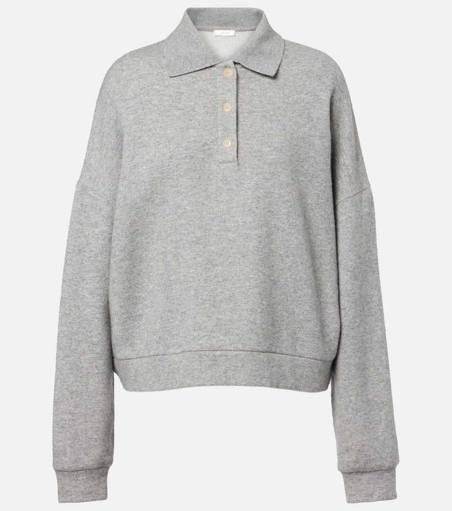 The Row Corzas Cashmere And Cotton Polo Sweater In Gray
