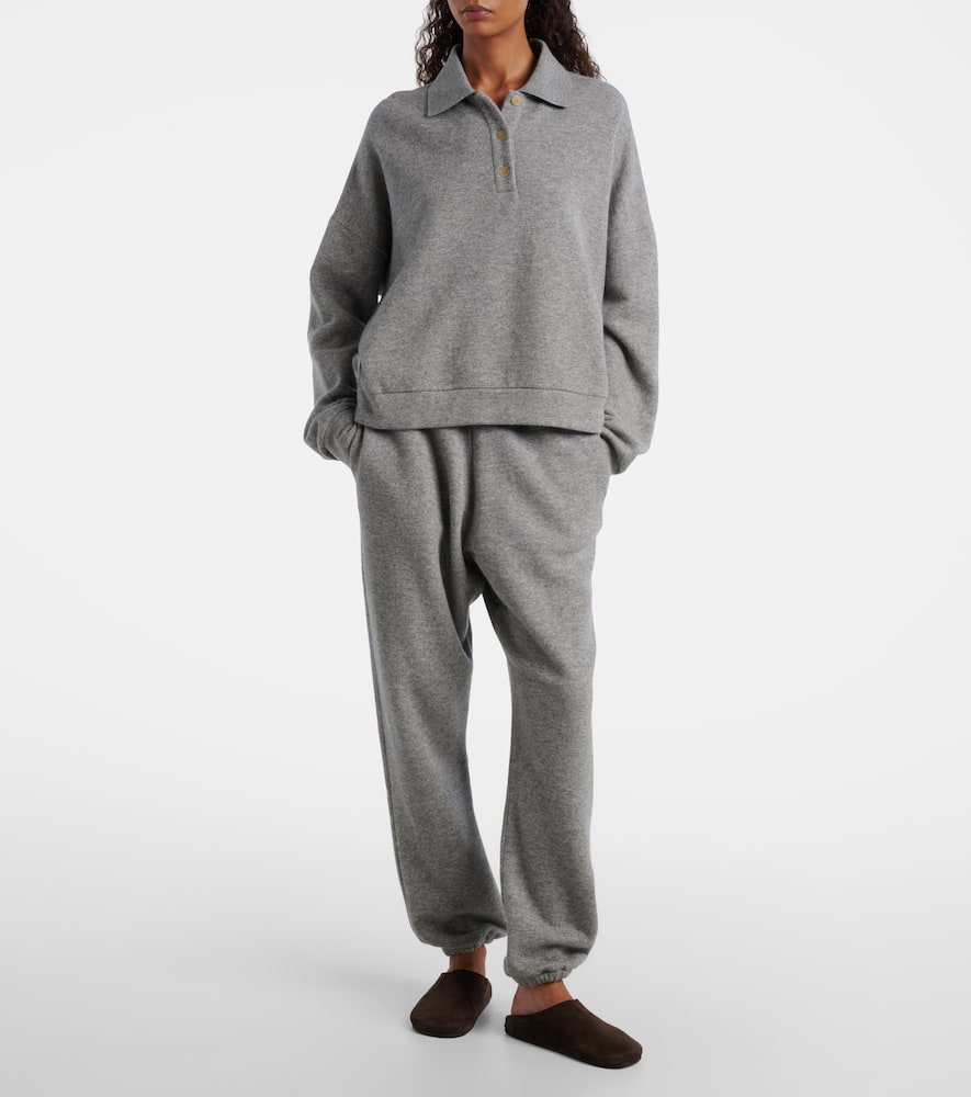 The Row Corzas Cashmere And Cotton Polo Sweater In Gray