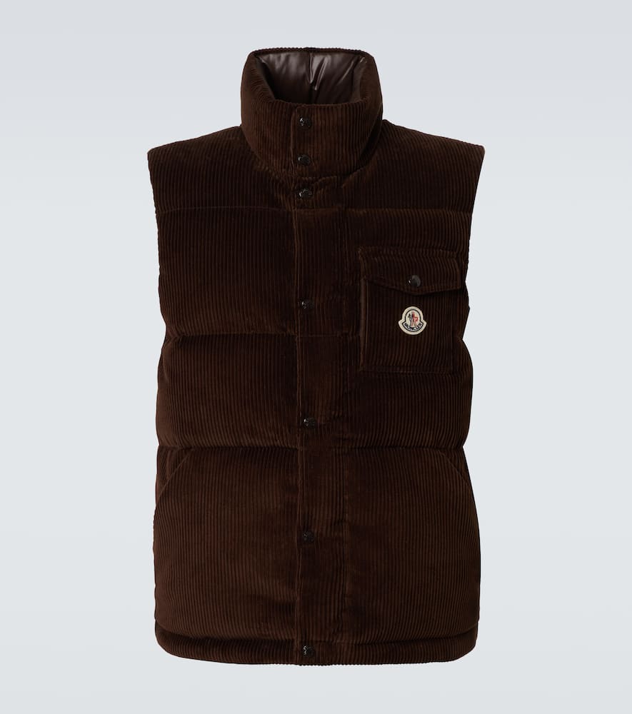 Moncler Mens Taupe Agen Sleeveless Corduroy Gilet In Brown