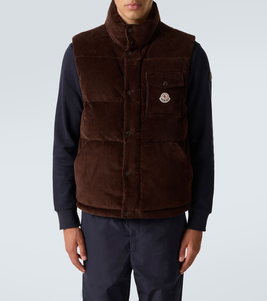 Moncler Mens Taupe Agen Sleeveless Corduroy Gilet In Brown