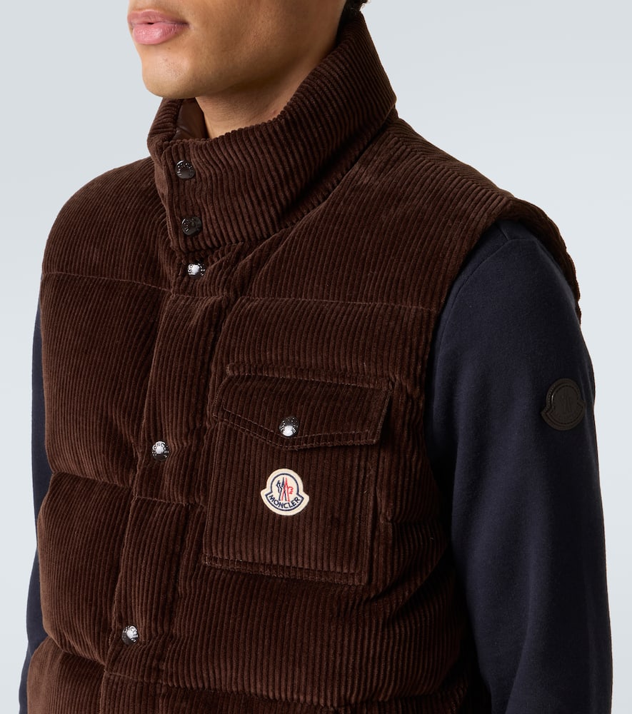 Moncler Mens Taupe Agen Sleeveless Corduroy Gilet In Brown
