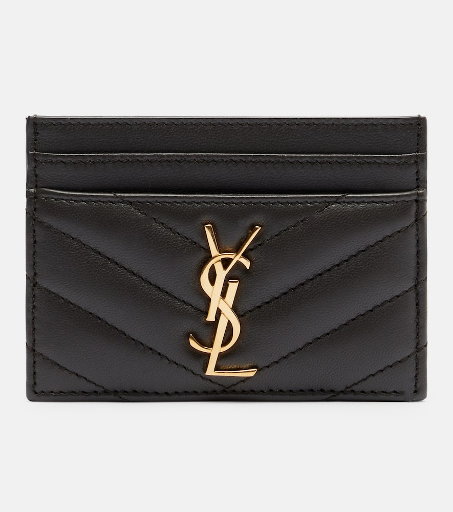 Saint Laurent Cassandre Matelassé Leather Card Holder In Black