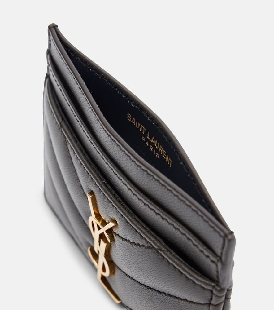 Saint Laurent Cassandre Matelassé Leather Card Holder In Black