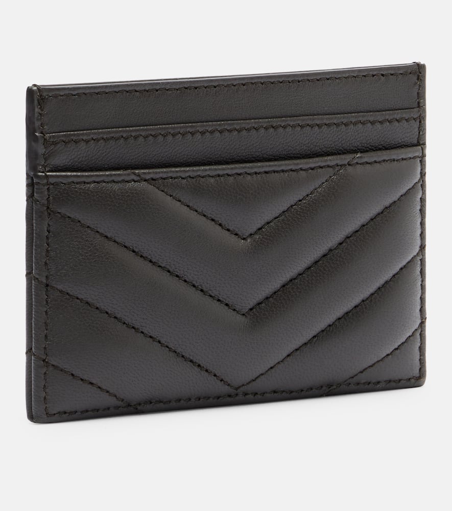 Saint Laurent Cassandre Matelassé Leather Card Holder In Black