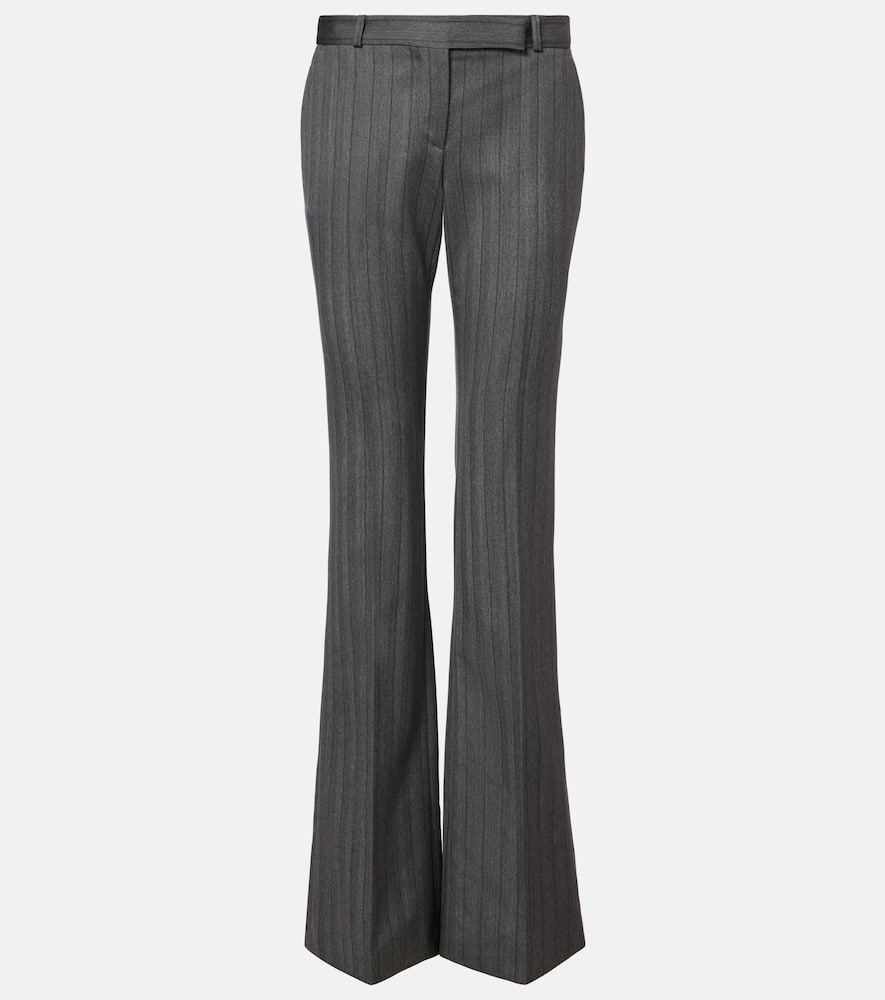 Alexander Mcqueen Herringbone Bumster Trousers In Gray