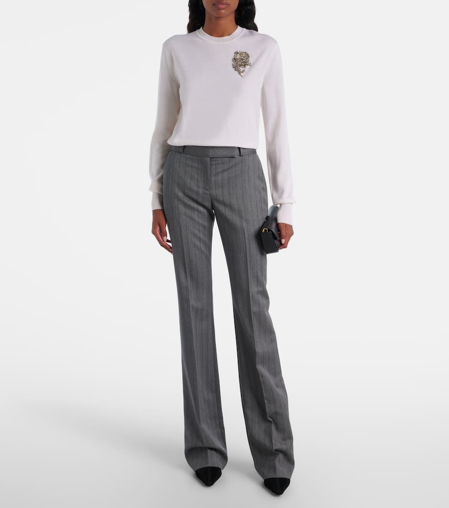 Alexander Mcqueen Herringbone Bumster Trousers In Gray