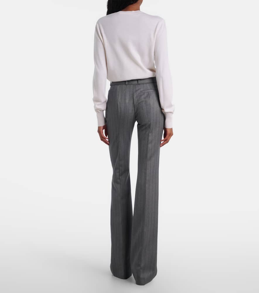 Alexander Mcqueen Herringbone Bumster Trousers In Gray